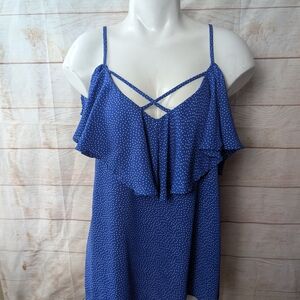 Le Lis | Blue Polka Dot Cold Shoulder Blouse